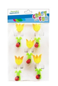 Picture of Spinacze drewniane kwiat/biedronka 5szt