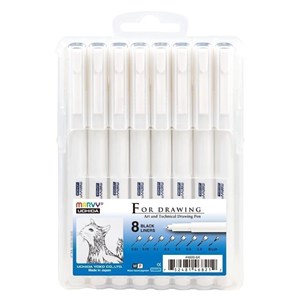 Obrazek Cienkopisy graficzne czarne 8 grubości