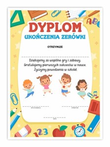 Obrazek Dyplom A4 ukończenia zerówki Szkoła 10szt