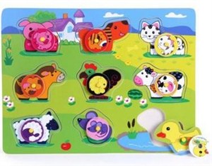 Obrazek Układanka drewniana zwierzęta domowe