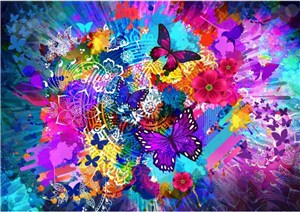 Obrazek Puzzle 1000 Kwiaty i motyle
