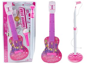 Picture of Gitara elektryczna z mikrofonem różowa