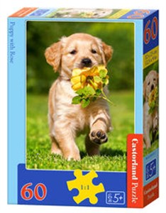 Obrazek Puzzle 60 Puppy with Rose B-06939