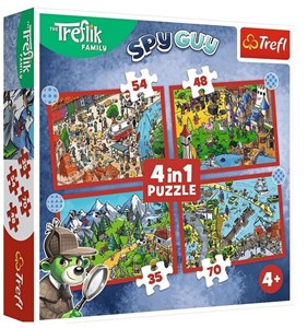 Obrazek Puzzle 4w1 - Podróże Treflików