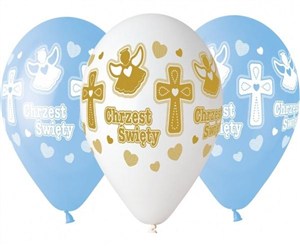 Picture of Balony premium hel Chrzest chłopca 33cm 5szt