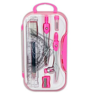 Obrazek Komplet cyrkli Penmate PC-103 z przyborami kreślarskimi różowy