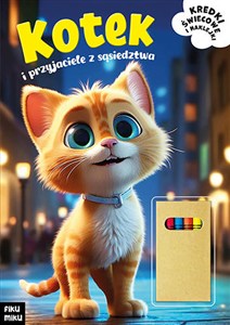 Obrazek Kotek i przyjaciele z sąsiedztwa Kredki świecowe i naklejki