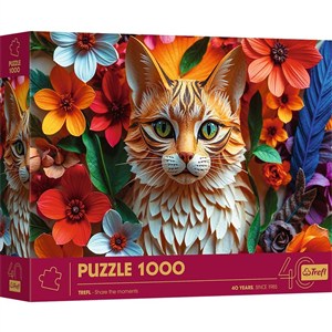 Obrazek Puzzle 1000 3D 40-lecie Trefl Kot 40040