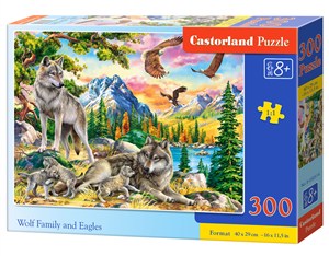 Obrazek Puzzle 300 Wolf Family and Eagles B-030514