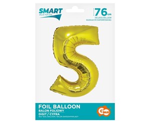 Obrazek Balon foliowy cyfra 5 złota Smart 76cm