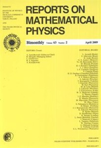 Obrazek Reports on Mathematical Physics 63/2 2009