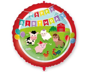 Picture of Balon foliowy 46cm Happy Birthday Farmyard