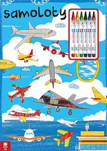 Obrazek Kolorowanka Samoloty z kredkami