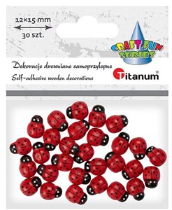 Obrazek Drewniane biedronki samoprzylepne 3D 12x15mm 30szt