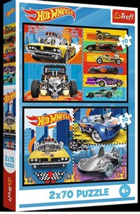 Obrazek PUZZLE 2x70 - Samochodziki Hot Wheels 34442