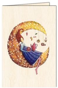 Obrazek Karnet drewniany C6 + koperta Księżyc