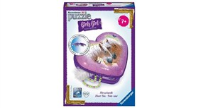 Obrazek Puzzlowe Serce szkatułka Konie 3D 54 elementy