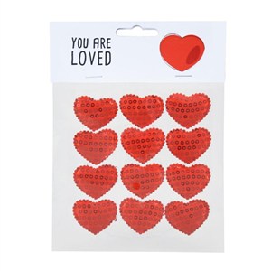 Obrazek Naklejki cekinowe serca 12szt