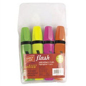 Obrazek Zakreślacz 4 sztuki Mix Flash
