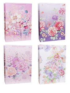 Obrazek Torebki prezentowe Lux gigant Kwiaty pastel  12 sztuk