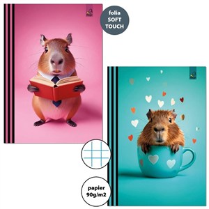 Obrazek Zeszyt A4/32K kratka 90g Kapibara (6szt)