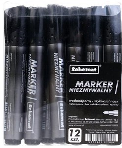 Obrazek Marker permanentny okrągły czarny (12szt)