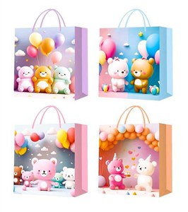 Obrazek Torebki prezentowe WK 22483 M mix wzorów 12 sztuk