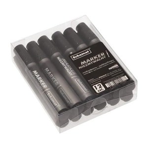 Obrazek Marker permanentny ścięty czarny (12szt)