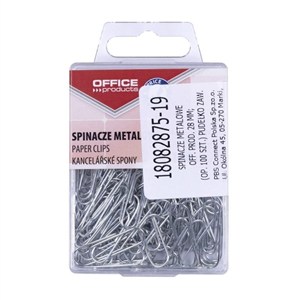 Obrazek Spinacze metalowe srebrne 28mm 100szt