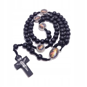 Picture of Różaniec drewniany czarny - Jezu ufam Tobie