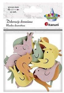 Picture of Drewniane ptaszki 37x22mm pastelowe 12szt