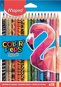 Obrazek Kredki ołówkowe trójkątne Colorpeps Animals Maped 18 kolorów