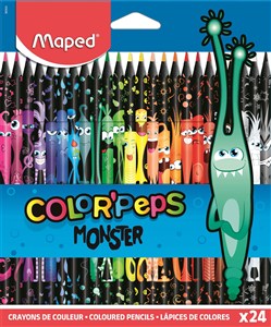 Obrazek Kredki ołówkowe trójkątne Colorpeps Monster Maped  w czarnej obudowie 24 kolory