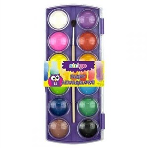 Picture of Farby akwarelowe Strigo z pędzelkiem, 12 kolorów