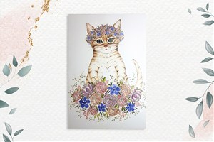 Picture of Karnet A5 Kot w kwiatach