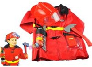 Picture of Prawdziwy strój strażaka + kask + gaśnica + łom