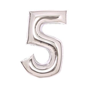 Picture of Balon foliowy cyfra 5 srebrna 52x66cm