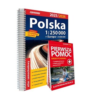 Obrazek Polska Atlas Samochodowy 1:250 000 + Pierwsza Pomoc 2025/2026