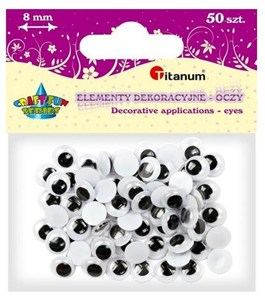 Obrazek Oczy bez kleju i rzęs 8mm 50szt