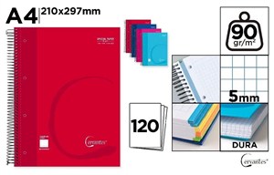 Picture of Notatnik A4/120K kołowy kratka MIX