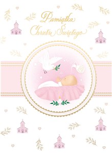 Obrazek Karnet z kieszonką b6 chrzest różowy