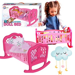 Picture of Kołyska dla lalek rozkładana różowa