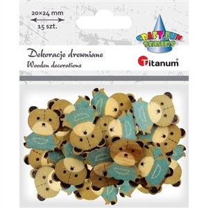Obrazek Drewniane dekoracje misie 22x24mm 15szt