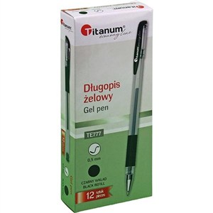 Obrazek Długopis żelowy 0,5mm czarny (12szt)