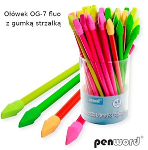 Obrazek Ołówek fluo z gumką strzałką (48szt)