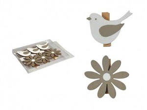 Obrazek Ptak+ kwiat klamerka 6szt