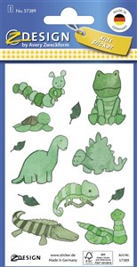 Obrazek Brokatowe naklejki - Dinozaury, jaszczurki