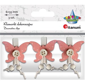 Obrazek Ozdoba drewniana Klamerki motyle 3szt