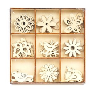 Obrazek Płatki drewniane dekoracyjne 45szt craft 02