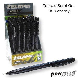 Obrazek Żelopis Semi Gel czarny (24szt)